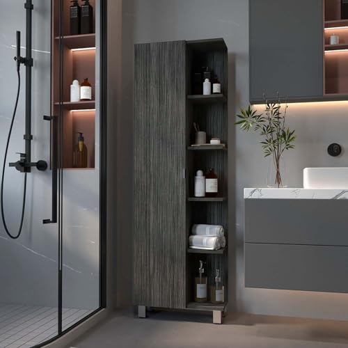 HomeStock Linen Tower Cabinet with Shelves, Bathroom Storage Organizer