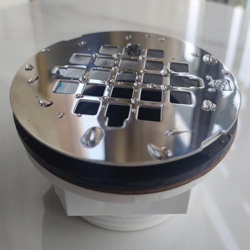 (1 Pack) Yariwiz 2" No-Caulk Snap-in Round Floor Shower Drain for Shower Pan with 4-1/4" Stainless Steel Round Grid Cover
