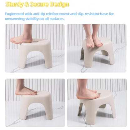 Plastic Step Stool, Heavy-Duty ABS Bathroom Shower Stool, Non-Slip Bath Seat with Rubber Pads, 12.2x9.25x7.68 Inch,