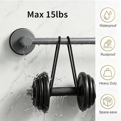 Suction Cup Towel Bar for Bathroom, Adjustable 14.6-24 inch | No Drill Towel Rack, Heavy Duty Stainless Steel Wall Mounted Towel Holder (Grey) - color: Grey