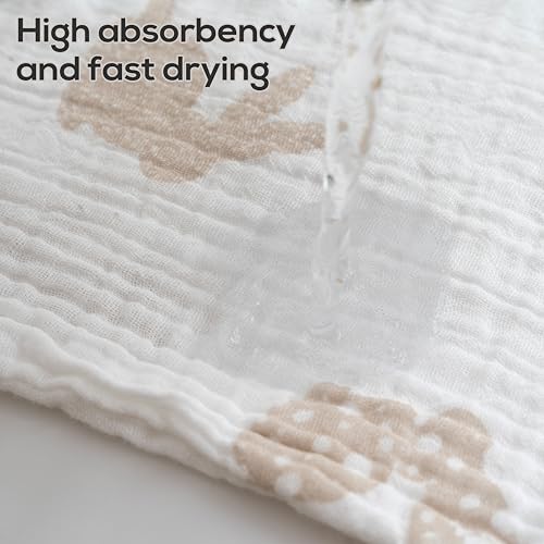 Muslin Baby Washcloths for Newborns, Pack of 8, 11"x11", Super Soft Cotton, Absorbent and Gentle, Baby Cotton Wipes, Baby wash Cloths - color: Beige and Rabbit