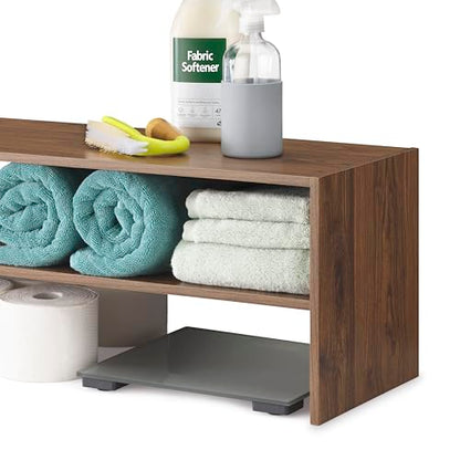 Whitmor Wood Stackable 2-Shelf Shoe Rack, Walnut, 24 inches，2 Pack - color: Brown, size: 24 INCH X2