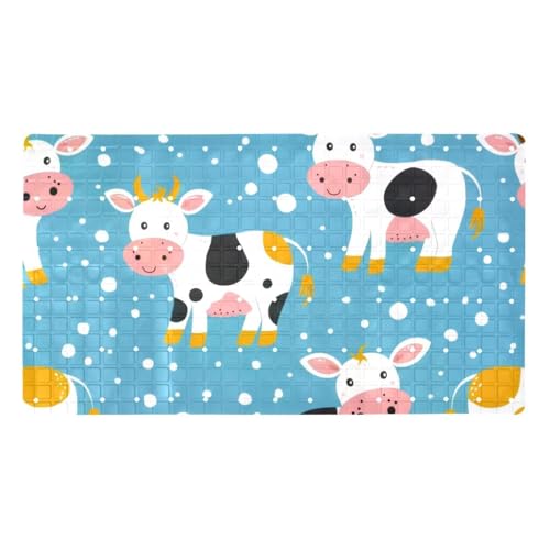 Shower Mat Non Slip, Cows Anti Slip Bath Mat for Tub, 26.8 x 15.1 Inch Bathtub Mat with Suction Cups and Drain Holes, Machine Washable - color: Multi 12