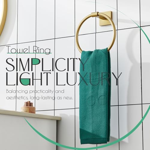 KOKOSIRI Towel Holder Wall Mounted Gold Bathroom Hardware Bath Towel Rings Hand Towels Hanger Rack Stainless Steel, B3010BG - color: Brushed Gold