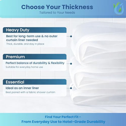 SUSTAINAURA® Essential Frosty Shower Curtain Liner 72x72 – Waterproof, Quick Dry, Odor Free, Eco Friendly, Non-Toxic with 3 Weighted Magnets & 12 Rustproof Grommets Bathroom Accessories - color: 2c Essential Peva Frosty