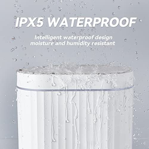 ELPHECO Bathroom Trash Can with Lid, 2 Gallon, Motion Sensor, White Grey | Automatic Garbage Can, Slim Plastic Wastebasket, Smart Trash Bin for Bedroom, Bathroom and Office - color: White Grey