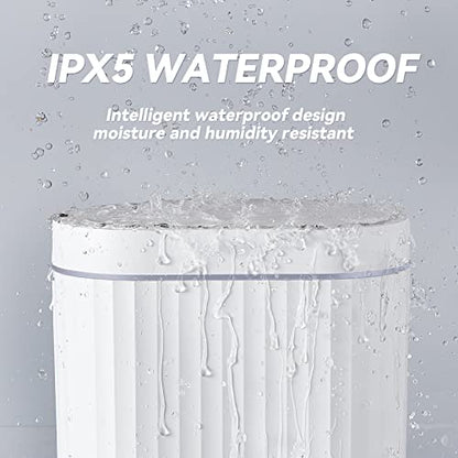 ELPHECO Bathroom Trash Can with Lid, 2 Gallon, Motion Sensor, White Grey | Automatic Garbage Can, Slim Plastic Wastebasket, Smart Trash Bin for Bedroom, Bathroom and Office - color: White Grey