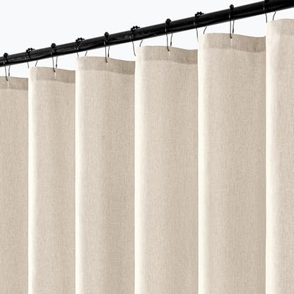 ANRODUO Cream Beige Linen Textured Fabric Shower Curtain Set - W72xL72 | Farmhouse Shower Curtain with 12 Metal Hooks, Waterproof Heavy Duty, Button Hole Design, Machine Washable for Bathroom - color: Cream, size: 72"W x 72"L (Pack of 1)