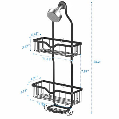 Shower Caddy Hanging, Bathroom Organizer Rack, Shower Rack with Soap Dish, Over The Showerhead Caddy with Hooks for Razor/Sponge, Matte Black (Assembly Required) - color: Matte Black