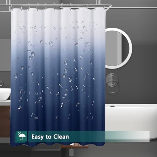 Shower Curtain Liner, 100% Waterproof Peva Shower Curtains with 3 Duty Heavy Bottom Magnets and 12 Rust Proof Grommets, 72x72 Weighted Shower Liner for Shower Stall, Bathtubs - color: Gradient Blue