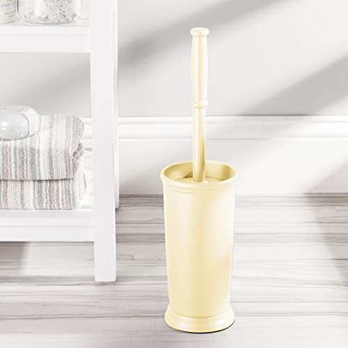 mDesign Toilet Bowl Brush and Holder - Covered Bathroom Brush - Standing Scrubber in Modern Holder - Space Saving, Deep Cleaning for Toilet - Hyde Collection - Light Yellow - color: Light Yellow