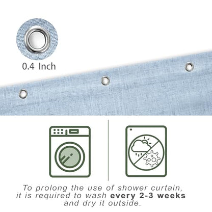 KOUFALL Light Blue Waterproof Linen Fabric Shower Curtain for Bathroom 36x72 Inches Long - color: Light Blue, size: 36"W x 72"L (Pack of 1)