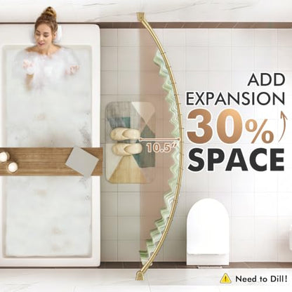 Curved Shower Curtain Rod for Bathroom, 40-72 Inches Adjustable Shower Rod | Rustproof Shower Curtain Rod with Rotating Brackets for Extra 30% Large Shower Space, 0.9MM thickness, Need to Drill, Gold - color: Gold