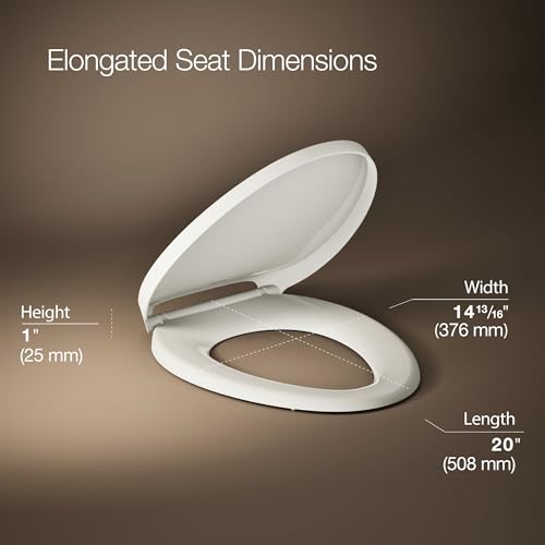 Kohler K-28004-96 Drift ReadyLatch Quiet Close Elongated Toilet Seat, Biscuit - color: Biscuit, size: L 15.0 x W 3.75 x H 21.12 (in.)