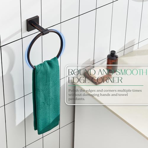 KOKOSIRI Hand Towel Holder Wall Mounted Towel Ring Bathroom Accessories Shower Towel Hanger Rack Stainless Steel Oil Rubbed Bronze, B3010OBR - color: Oil Rubbed Bronze