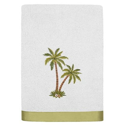 Flourish 4-Piece Premium Towel Set, Island Style Embroidery, Plush Turkish Cotton, Durable & Quick Dry, Elegant Bath Ensemble, 2 Bath 2 Hand Towels, Silver - color: Silver, size: 2 Pcs Bath 2 Pcs Hand Towel