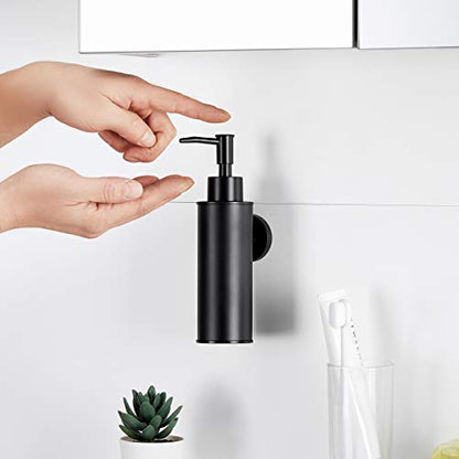 BGL Soap Dispenser Stainless Stee Black Round 304 Wall Mount Liquid and Soap Dispenser for Kitchen and Bathroom - color: Black