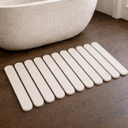 Foldable Stone Bath Mat Large 30" x 17" – Diatomaceous Earth Quick Drying Non-Slip Bathroom Mat – Super Absorbent Diatomite Mat, Durable & Easy to Clean, Modern (White, Large 30" x 17") - color: White