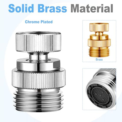3/4" Brass Faucet to Hose Adapter with Aerator Chrome | Swivel Faucet Adapter Kit, Sink to Hose Adapter for Kitchen&Bathroom, hose attachment to sink