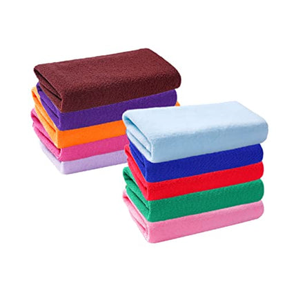 Healifty 10pcs Microfiber Hand Towels Fast Dry Absorbent Washcloths for Face and Bathroom Soft Fade Resistant Cleaning Cloths