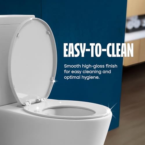HIGHCRAFT Premium Round Toilet Seat with Adjustable Hinges - Molded Plastic Toilet Seat - Fits Standard Round Toilets - Round Seat in White - color: White, size: Round
