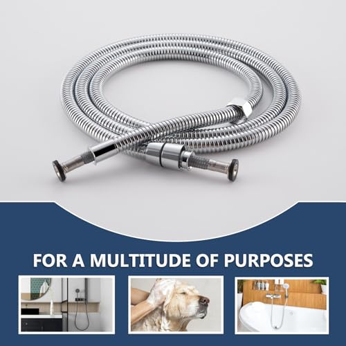 Angle Simple Replacement Shower Hose 79", Extension Hose 1/2" IPS, Chrome | Stainless Steel, Suitable for Handheld Shower Head, Dog Bathing, Bathroom Washing, Flexible, No Tangles - color: Chrome, size: 79 Inch