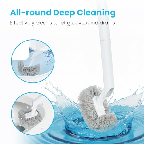 Toilet Plunger and Bowl Brush Combo for Bathroom Cleaning, White, 1 Set