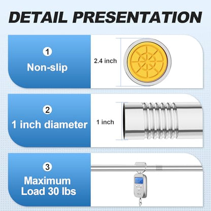 CorkLatta Chrome Shower Curtain Rod 31 to 92 Inch,1 Inch Diameter Adjustable Spring Tension Curtain Rod No Drilling Stainless Steel Telescoping Rod,No Rust | Stainless Steel Tension Curtain Rod Non slip, No Drill Shower Rods for Bathroom,Easy Install - co
