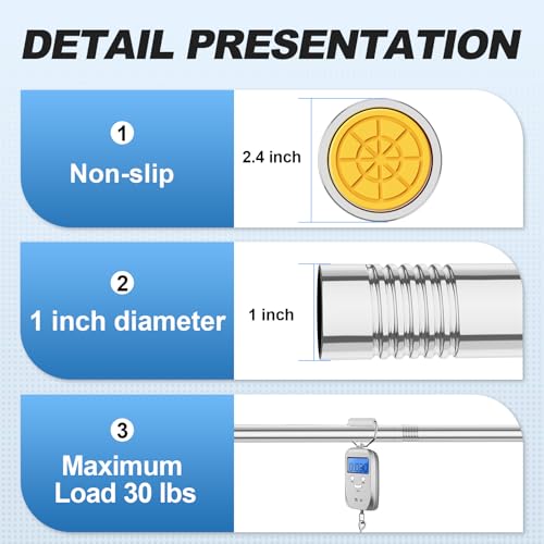CorkLatta Chrome Shower Curtain Rod 31 to 80 Inch,1 Inch Diameter Adjustable Spring Tension Curtain Rod No Drilling Stainless Steel Telescoping Rod,No Rust | Stainless Steel Tension Curtain Rod Non slip, No Drill Shower Rods for Bathroom,Easy Install - co