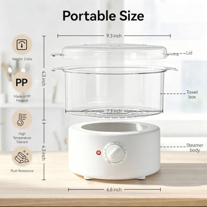 Mini Hot Towel Warmer - 1 min Steam & 60℃ in 20mins, Towel Steamer for Facials/Barber/Massage, Portable 2.4lbs Small Heater for Home Spa/Bathroom/Light Salon Use (White-X-Small) - color: White