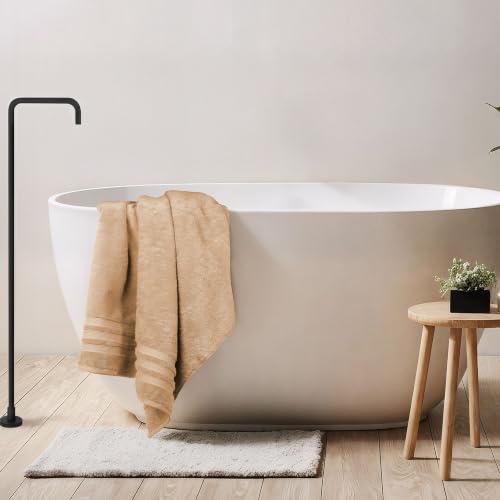 Bath Towels Set of 4 Extra Large Towels set, 30x60 In, 100% Uzbek Cotton 600 GSM Oeko-TEX Larger & Lighter Weight, Quicker to Dry Super Soft and Absorbent Perfect for Bathroom–Desert Beige - color: Beige