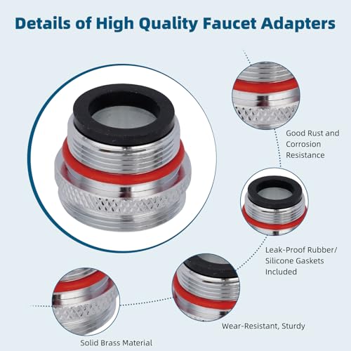 Hibbent 11 Pieces Faucet Adapter Kit, Kitchen Sink Brass Aerator Adapter Set, Male Female Sink Faucet Adapter Connecting Style Faucets, Standard Hose, Chrome Finished - style: Faucet Adapter