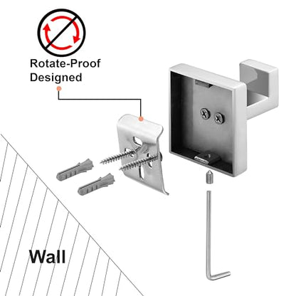 Nolimas Towel Hook Stainless Steel Bathroom Rustproof Clothes Towel Coat Hook Wall Mounted Square Toilet Kitchen, Heavy Duty Door Hanger, 4 Pack, Chrome Polished - color: Chrome Polished, size: 4 Pack