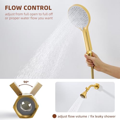 Angle Simple Shower Flow Control Valve, Water Shut Off Valve, Titanium Gold | Brass Water Flow Restrictor, G 1/2 Pressure Reducer for Handheld Shower Head or Bidet Sprayer - color: Titanium Gold