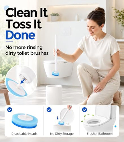 Disposable Toilet Brush and Holder Set with 48 Refills, Toilet Bowl Cleaner | Value Pack;Built-In Cleaner;Cleaner & More Hygienic;Hands-Free Disposal;Fresh Bathroom