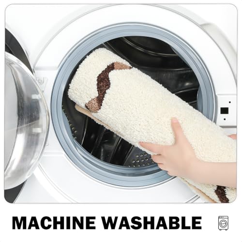 Rugs Non-Slip Washable, Extra Soft Absorbent Bath Rug, Machine Washable Bathroom Mat, Thick Bath Mat for Tub, Shower, Bathroom, Beige, 20"x31" - color: Beige