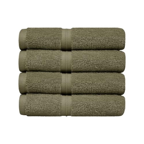 Absorbent & Thick Wash Cloths Set of 4 (12" x 12") Hotel Quality, Versatile as, Makeup Towels, Face Wash Cloths, Turkish Washcloths, Salon Towels, Dish Towels -%100 Cotton - Army Green - color: Army Green