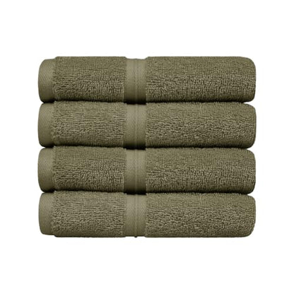 Absorbent & Thick Wash Cloths Set of 4 (12" x 12") Hotel Quality, Versatile as, Makeup Towels, Face Wash Cloths, Turkish Washcloths, Salon Towels, Dish Towels -%100 Cotton - Army Green - color: Army Green
