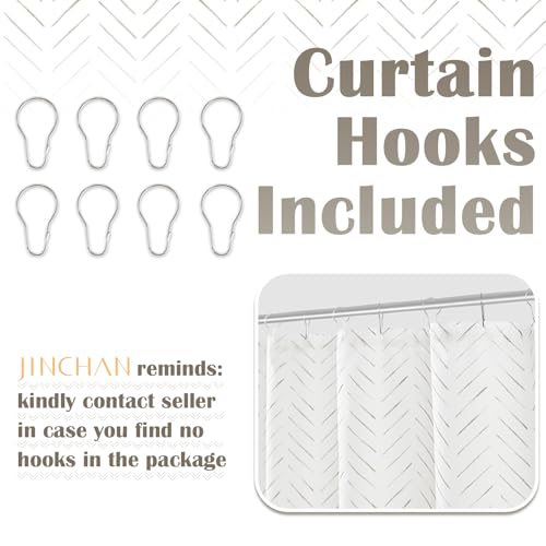 jinchan Small Stall Taupe Grey and White Shower Curtain 48x72 Inches Inky Herringbone Chevron Zig Zag Waterproof Fabric Modern Farmhouse Shower Curtains for Bathroom with 8 Hooks - color: Inky Taupe Grey, size: 48"W x 72"L (Pack of 1)