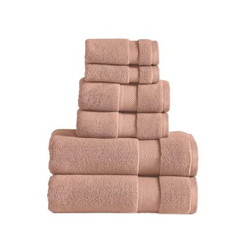Modern Threads Luxury 6-Piece Quick-Dry Towel Set – Plush & Ultra-Absorbent for Spa-Like Experience, Clay - color: Clay