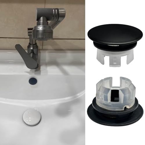 2 Pcs Sink Overflow Covers,2-Layer Sink Copper Over Flow Rings,Bathroom Basin Insert in Hole Round Caps Replacement Dual Layer Overflow Cover Rings for Sink,Bathroom,Kitchen(Black) - color: Black