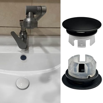 2 Pcs Sink Overflow Covers,2-Layer Sink Copper Over Flow Rings,Bathroom Basin Insert in Hole Round Caps Replacement Dual Layer Overflow Cover Rings for Sink,Bathroom,Kitchen(Black) - color: Black
