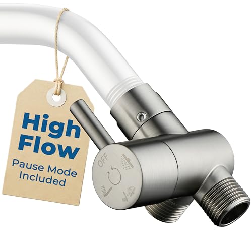 G-Promise Solid Metal High-Flow Shower Diverter Valve (Brushed Nickel) | High Water Output, 4 Spray Modes with Pause Mode, Anti-Leak, Use Separately or Both, Easy Install, Universal Replacement - color: Brushed Nickel