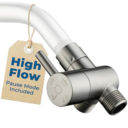 G-Promise Solid Metal High-Flow Shower Diverter Valve (Brushed Nickel) | High Water Output, 4 Spray Modes with Pause Mode, Anti-Leak, Use Separately or Both, Easy Install, Universal Replacement - color: Brushed Nickel