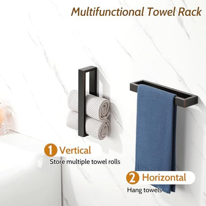 Sayayo Oil Rubbed Bronze Towel Bar for Bathroom, 10 Inch Hand Towel Holder Wall Mount Square Towel Ring SUS304 Stainless Steel Towel Rack - color: Oil Rubbed Bronze, size: 10 INCH