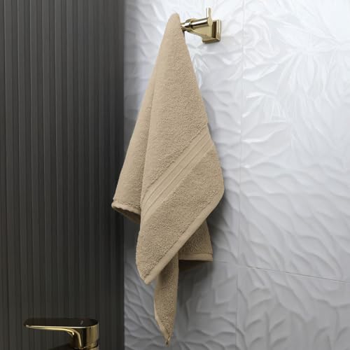 Hand Towels Pack of 4 - Soft & Fluffy, Large (16"x 28") 100% Cotton, Boho, Absorbent - Versatile, Perfect as Beige Hand Towels, Powder Room Towel, Face Cloths - Beige - color: Beige