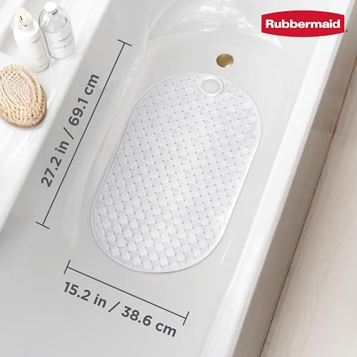 Rubbermaid INSTAMAT Bath Tub Shower Mat, Non-Slip Tub Mat with Suction Cups, Bath Mat Hangs on Showerhead for Quick Dry, 27.2 x 15.2 Inch, BPA-Free, Easy to Clean, for Inside Tub or Shower, Clear - color: Clear