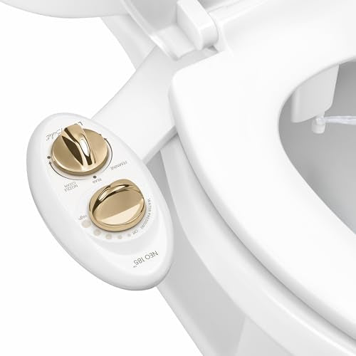 LUXE Bidet NEO 185 - Bidet Attachment for Toilet Seat, Gold | Non-Electric, Dual Nozzle, Self-Cleaning, Adjustable Water Pressure, Rear & Feminine Wash - color: Gold