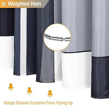 54 x 78 Modern Geometric Waterproof Fabric Shower Curtain Set, Black | Narrow Long, Premium Polyester, Weighted Hem, 10 Plastic Hook, Vibrant Color, Wrinkle-resistant, Quick-Dry, Machine Washable - color: Black, size: 54"W x 78"L (Pack of 1)