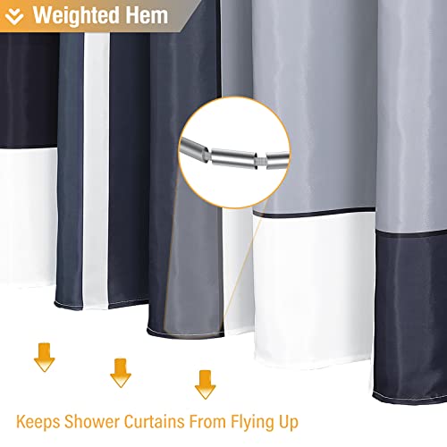 60 x 72 Modern Geometric Waterproof Fabric Shower Curtain Set, Black | Narrow Long, Premium Polyester, Weighted Hem, 10 Plastic Hook, Vibrant Color, Wrinkle-resistant, Quick-Dry, Machine Washable - color: Black, size: 60"W x 72"L (Pack of 1)